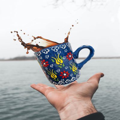 2x Ceramic Embossed Coffee Mug, Rustic Tea Cup, Water Glasses Tumbler, Hand painted Stoneware Americano Mug, Neighbour Gifts, Gift for Mom