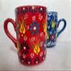 2x Ceramic Embossed Coffee Mug, Rustic Tea Cup, Water Glasses Tumbler, Hand painted Stoneware Americano Mug, Neighbour Gifts, Gift for Mom view 3