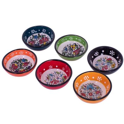 6x Ceramic Trinket Dish, Candy Bowl, Handmade Colorful Ceramic Ring Dish, Shallow Bowl, Jewellery Holder, Ice cream bowl, Wedding Gift dea (Finish: Flower 2)