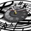 Music Vinyl Wall Clock 12Inch Music Notes Wall Art Treble Clef Vinyl Record Wall Clock Hanging Sheet Music Art Watch Rock N Roll Music Lover Gift view 3