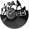 Black Vinyl Wall Clock 12Inch Female Tennis Players Vinyl Record Wall Clock for Living Room Tennis Game Live Silent Non Ticking Wall Clock Tennis Club Decor view 2