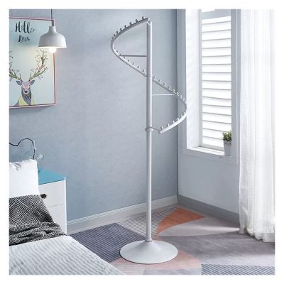 WIGING Coat Rack, Iron 360 Rotation Storage Rack, Multifunctional Underwear Clothing Display Shelf, Home Floor Clothes Drying Rack (Color : White)