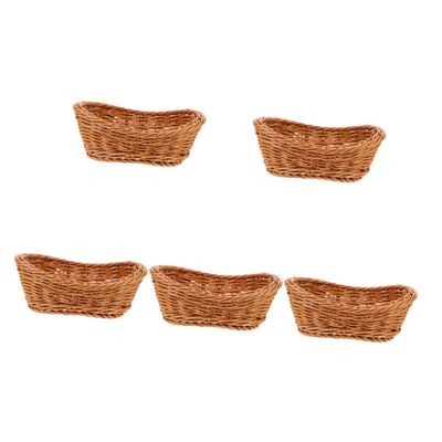 Zerodeko 5pcs Woven Fruit and Bread Storage Basket Natural Rattan Design for Kitchen Counter Snack and Sundries Organizer Decorative Home Display Basket