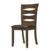 Brown Finish Wooden Side Chairs Set of 6pc Faux Leather Upholstered Seat Unique Back Design Dining Furniture view 1