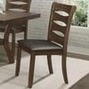 Brown Finish Wooden Side Chairs Set of 6pc Faux Leather Upholstered Seat Unique Back Design Dining Furniture view 2