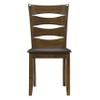 Brown Finish Wooden Side Chairs Set of 6pc Faux Leather Upholstered Seat Unique Back Design Dining Furniture view 4