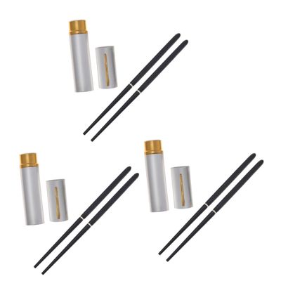 Anneome 3Pcs Portable Ebony Chopsticks with Aluminum Case Foldable Travel Utensils Random Colors Lightweight and Reusable for The-go Dining