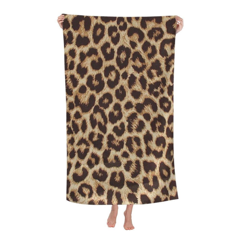 BZAXXQI Cheetah Leopard Print Bath Towels,Leopard Beach Towel Quick Dry Bath Towels Soft Bath Towel for Swimming Camping Hotel Sports Bathroom