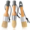 Mister Rui Chalk Wax Paint Brush, 3pcs, Chalk Paint Brushes for Furniture, Small Wax Brush for Acrylic Paint, Milk Paint, Natural Bristles Stencil Brushes, No Shedding view 1