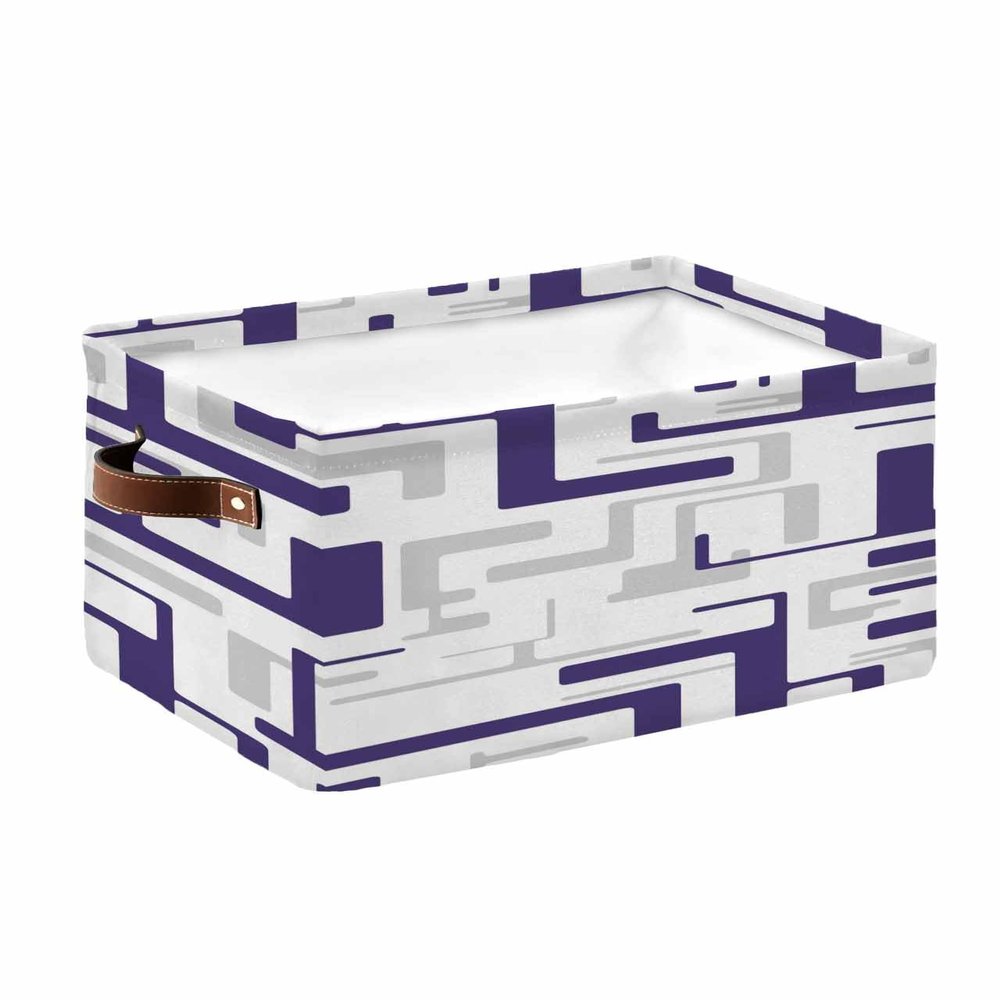 Storage Baskets for Shelves, Foldable Rectangle Storage Baskets, Purple and Grey Geometric Modern Abstract Geometric Chic Art Print Storage Containers for Organizing Dorm Closet Room(15?x 11?x 9.5?