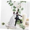 ifundom 1pc Creative Wedding Party Cake Resin Topper Skin Groom Decoration for Dessert Table Vivid Eye-catching Bride and Groom Shapes Unique Cake Adornment for Celebrations view 3