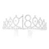 minkissy Silver Rhinestone Birthday Crown with Alloy Comb for 18th view 1