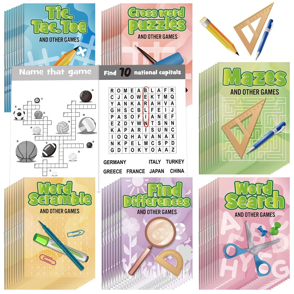 Hungdao 48 Pcs Mini Activity Books for Boys and Girls, Fun and Games, Challenging Activities Include Mazes, Word Scramble and More Bulk Gifts for Students Party Classroom Goodie Bag Stuffers
