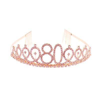 minkissy Rhinestone Birthday Crown with Alloy Comb for 80th Birthday