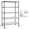 CAPHAUS NSF Adjustable Height Wire Shelving Unit w/Liner, Basement Storage Shelving, Metal Steel Storage Shelves, Garage Shelving Storage Organizer, Utility Shelf, 5-Tier W/Wheels W/Liners, Black view 1