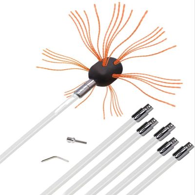 Chimney Sweep kit Chimney Cleaning Kit, Professional Chimney Pipe Sweep Cleaning Sweeping Tool Kits Drill Powered Rotary Chimney Brush DIY Set with Nylon Flexible Rods (Color : Orange, Size : 6 m)