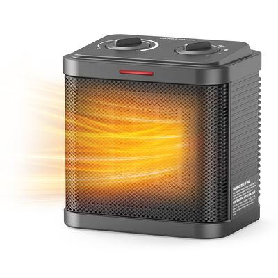 1500W Small Space Heater for Indoor Use, PTC Ceramic Space Heater with Thermostat, 3 Modes, Safety Quiet Heating, Multiple Protection, Portable Heater for Office Room Desk Use