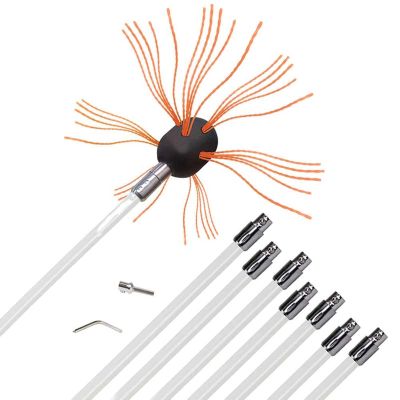 LIYUN Chimney Sweep kit Chimney Sweeping Set, Chimney Cleaning Brush, Fireplace Flue Sweep Cleaner Tool, Rotary System Flexible Rods Kit Drill Powered, Easy to Use (Color : Orange, Size : 8 m)