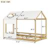 House Bed,Twin Size House Platform Canopy Bed Pine Wood Frame Bed with Roof and Window,for Teens Girls Boys,Easy Assembly (White+Natural, Twin) view 2