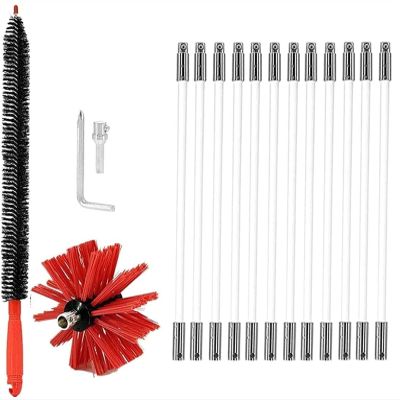LIYUN Chimney Sweep kit Chimney Sweeping Brush, Chimney Cleaning Brush Kit, Sweep Sweeping Brush Drain Rod Set Accessory Includes 6/9/12/15 Flexible Rods, 1 Brush Head (Color : 12 Rods, Size : 610mm)