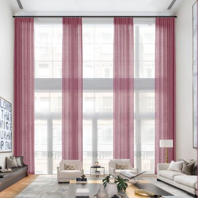 Frelement Pinch Pleat Faux Linen Curtains Drapery 108 Inches Extra Long Curtains for Loft High Ceiling Bedroom Light Filtering Window Treatments, 50" W x 108" L, 2 Panels, Rose