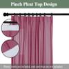 Frelement Pinch Pleat Faux Linen Curtains Drapery 108 Inches Extra Long Curtains for Loft High Ceiling Bedroom Light Filtering Window Treatments, 50" W x 108" L, 2 Panels, Rose view 2
