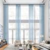 Frelement Pinch Pleat Faux Linen Curtains Drapery 108 Inches Extra Long Curtains for Loft High Ceiling Bedroom Light Filtering Window Treatments, 50" W x 108" L, 2 Panels, Niagara Mist view 1