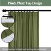 Frelement Pinch Pleat Faux Linen Curtains Drapery 108 Inches Extra Long Curtains for Loft High Ceiling Bedroom Light Filtering Window Treatments, 50" W x 108" L, 2 Panels, Turtle Green view 2