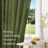 Frelement Pinch Pleat Faux Linen Curtains Drapery 108 Inches Extra Long Curtains for Loft High Ceiling Bedroom Light Filtering Window Treatments, 50" W x 108" L, 2 Panels, Turtle Green view 4