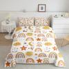 Rainbow Comforter Set, Sun Moon And Stars Duvet Insert Twin Size For Kids Girls Boys Teens Bedroom Decor, Bohemian Dream Catcher Feather Down Comforter Iridescent Branches Cartoon Quilt, Gold Yellow view 1
