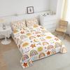 Rainbow Comforter Set, Sun Moon And Stars Duvet Insert Twin Size For Kids Girls Boys Teens Bedroom Decor, Bohemian Dream Catcher Feather Down Comforter Iridescent Branches Cartoon Quilt, Gold Yellow view 3
