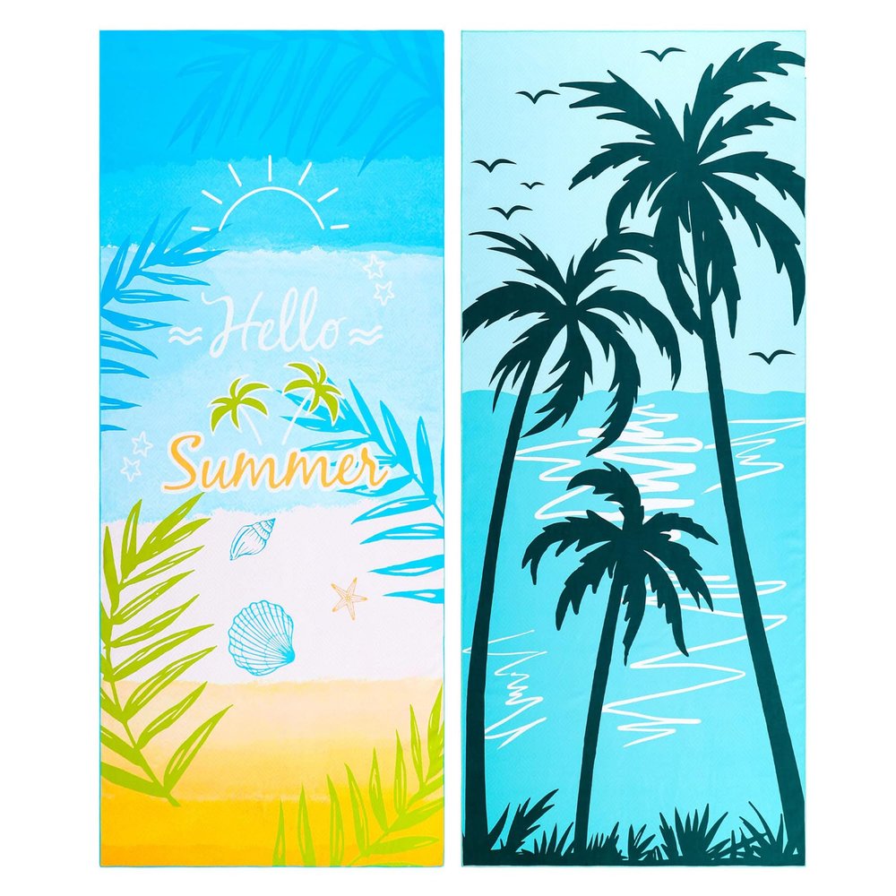 2 Pack Microfiber Beach Towel, Oversized Microfiber Pool Towel 75x 35, Sand-Free Beach Towel, Quick Drying Camping Towel, Super Absorbent Bath Blanket, Soft Breathable and Lightweight