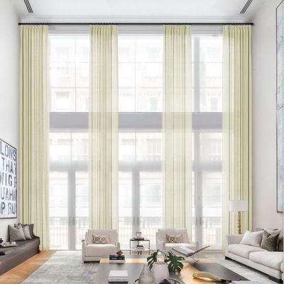 Frelement Pinch Pleat Faux Linen Curtains Drapery 108 Inches Extra Long Curtains for Loft High Ceiling Bedroom Light Filtering Window Treatments, 50" W x 108" L, 2 Panels, Beige