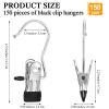 150 Pcs Boot Hangers Clips Laundry Hooks Hanging Stainless Steel Clothes Pins Portable Clip Hangers for Closet Travel Socks Pants Handbags Hats Towels (Black) view 2