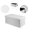 ECOMEX Folding Storage Ottoman Bench, 30 Inches Folding Ottoman Storage Bench with Tray, Faux Leather Long Storage Chest, Faux Leather Ottoman Bench with Storage for Bedroom, Hallway,2 PCS (White) view 4