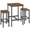 VASAGLE Bar Table and Chairs Set, Square Table with 2 Stools, Dining Pub Set for 2, Space Saving for Kitchen Breakfast, Living Room, Rustic Brown and Ink Black view 1