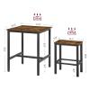 VASAGLE Bar Table and Chairs Set, Square Table with 2 Stools, Dining Pub Set for 2, Space Saving for Kitchen Breakfast, Living Room, Rustic Brown and Ink Black view 3