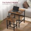VASAGLE Bar Table and Chairs Set, Square Table with 2 Stools, Dining Pub Set for 2, Space Saving for Kitchen Breakfast, Living Room, Rustic Brown and Ink Black view 4
