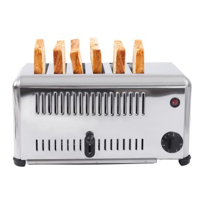 6-Slice Toaster Bread Baking Machine, 1-5 minute Timing Stainless Steel 1680W Commercial Electric Countertop Toaster with Extra Wide Slots & Crumb Tray for Toasting Bagels, Breads, Waffles & More