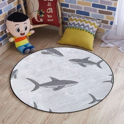 Aqua Round Carpet Playmat - Play Learn and Have Fun Safely,Crawling Mat, Educational Soft Rug, Shower/Birthday Gift, Various Fish Predators Sea Animals Cartoon,Black White Grey Diameter 60 in