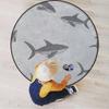 Aqua Round Carpet Playmat - Play Learn and Have Fun Safely,Crawling Mat, Educational Soft Rug, Shower/Birthday Gift, Various Fish Predators Sea Animals Cartoon,Black White Grey Diameter 60 in view 3