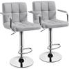Yaheetech Bar Stools Set of 2, PU Leather Adjustable Swivel Barstools, Hydraulic Kitchen Counter Height Bar Chairs with Armrest and Back for Kitchen, Dining Room, Light Grey view 1