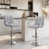 Yaheetech Bar Stools Set of 2, PU Leather Adjustable Swivel Barstools, Hydraulic Kitchen Counter Height Bar Chairs with Armrest and Back for Kitchen, Dining Room, Light Grey view 2