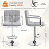 Yaheetech Bar Stools Set of 2, PU Leather Adjustable Swivel Barstools, Hydraulic Kitchen Counter Height Bar Chairs with Armrest and Back for Kitchen, Dining Room, Light Grey view 3