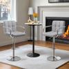 Yaheetech Bar Stools Set of 2, PU Leather Adjustable Swivel Barstools, Hydraulic Kitchen Counter Height Bar Chairs with Armrest and Back for Kitchen, Dining Room, Light Grey view 4