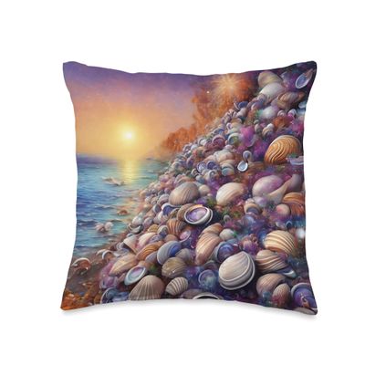 Clam Seashell Shell Collector Beach Ocean Coastal Nautical Throw Pillow