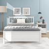 CNANXU Twin Size Platform Bed with a Nightstand, Wooden Twin Bed Frame with Headboard and Footboard for Boys,Girls,Teens,Adults, No Box Spring Required (White, Full) view 1