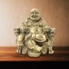 2.95in Feng Shui Handmade Maitreya Laughing Buddha Statue Pure Brass Maitreya Figurine Geomantic Collection Symbol Of Wealth and Luck Desktop Decorative Ornament view 3