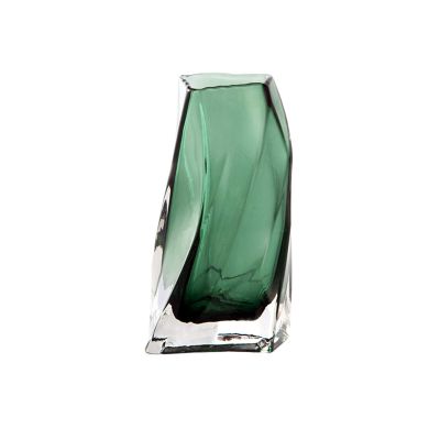 Freestanding Vase for Branches Decorations Hydroponics Vase, Irregular Glass Vase Thickened Transparent Crystal Vase Table Centerpiece Vase For Weddings, Birthday Partie(Size:6.5*6.5*14CM,Color:green)