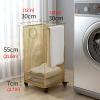 ZAQYCM Square Dirty Clothes Hamper Gold, Sturdy Metal Laundry Basket with Wheels and Handle, Home Apartment Bedroom Bathroom Hotel Restaurant Corner Narrow Laundry Bin Baskets (Color : 30x30x55cm) view 2